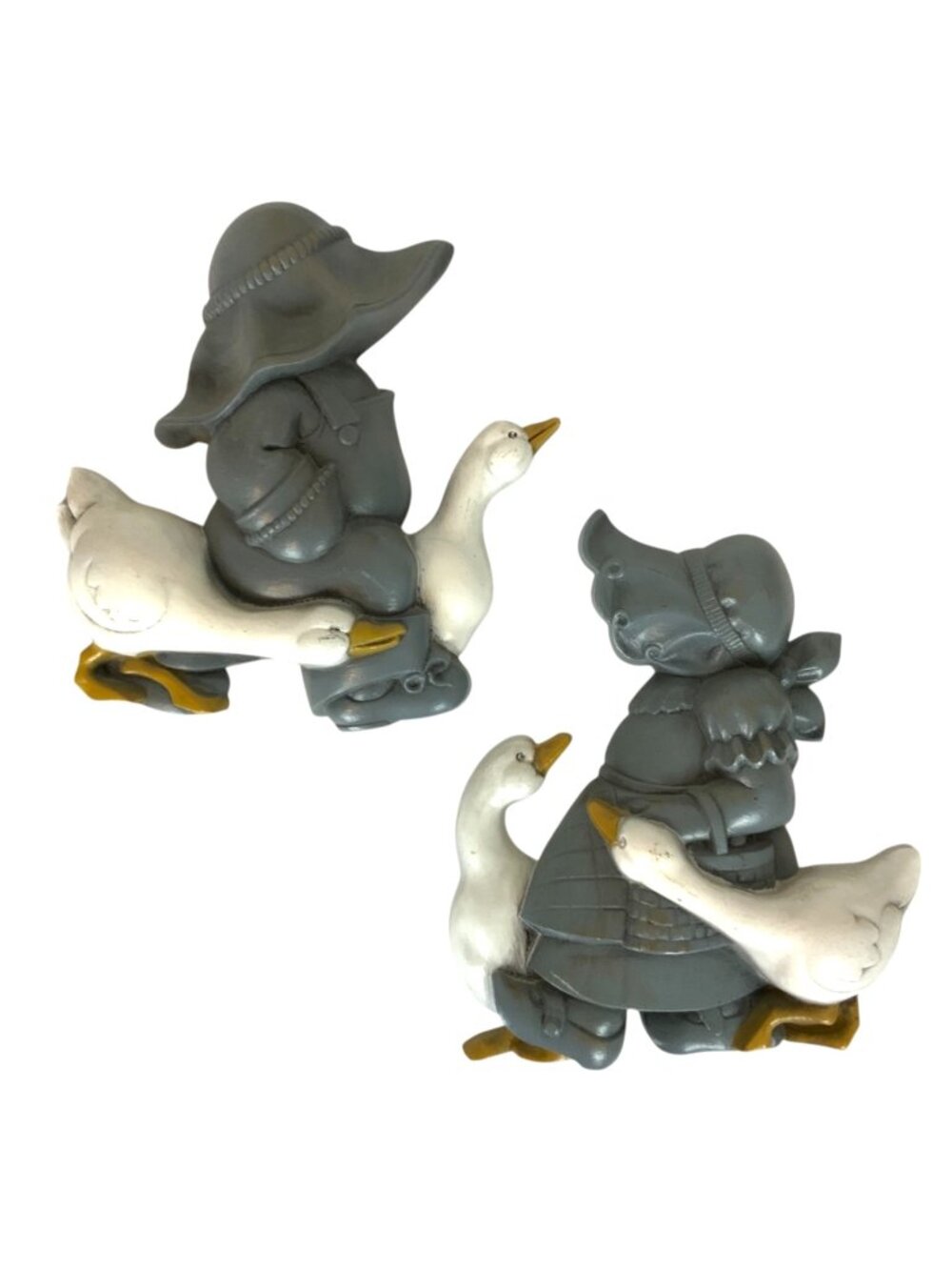 Burwood 1988 Country Boy & Girl Wall Plaques With Geese Plastic Home Décor